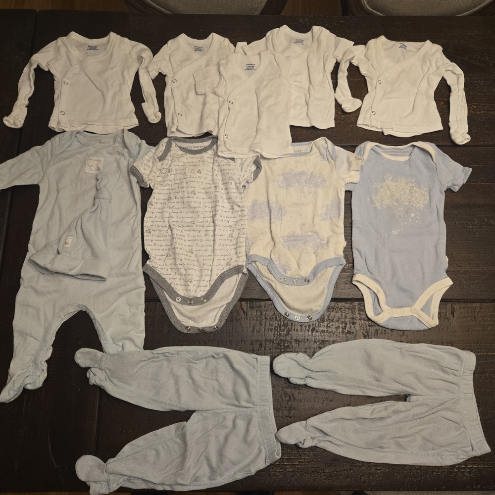 Burts Bees & Gerber Clothes Bundle, Size 0-3 Months, 11 Pieces